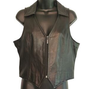 Wilsons Leather Pelle Studios black zip-up vest size L